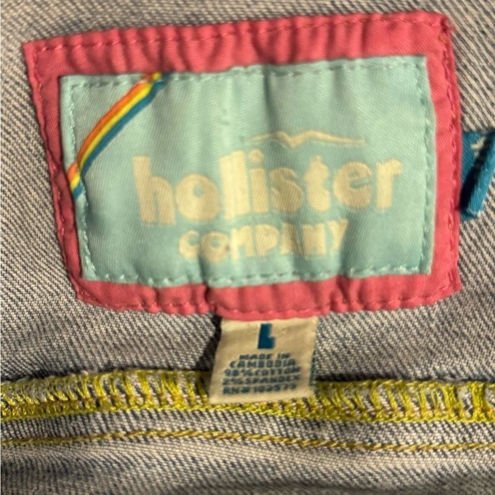 Hollister Co. Kids Denim Trucker Jacket Size L Blue Stretch Button Front Vintage